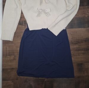 Reformation Classic Navy Blue Midi Skirt Medium